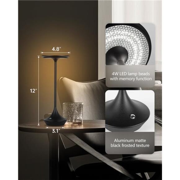 Rechargeable cordless table lamp portable LED light dimmable battery lamp - Picture 6 of 8